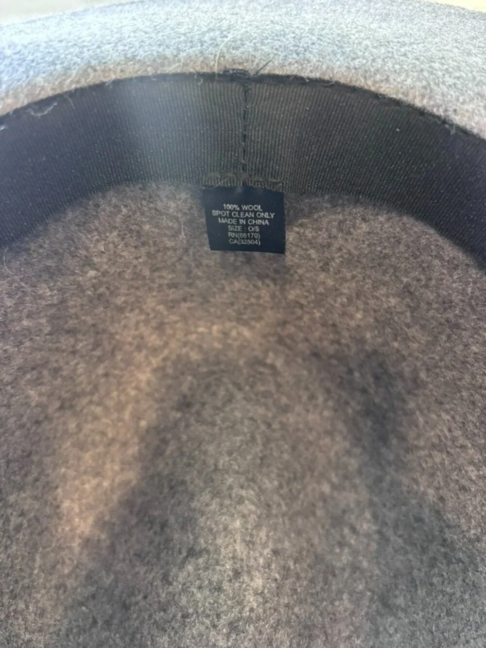 Gray 100% Wool Felt Wide Brim Hat